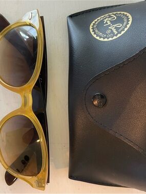 Ray-Ban Yellow & Brown Frame Sunglasses with Gold Hardware